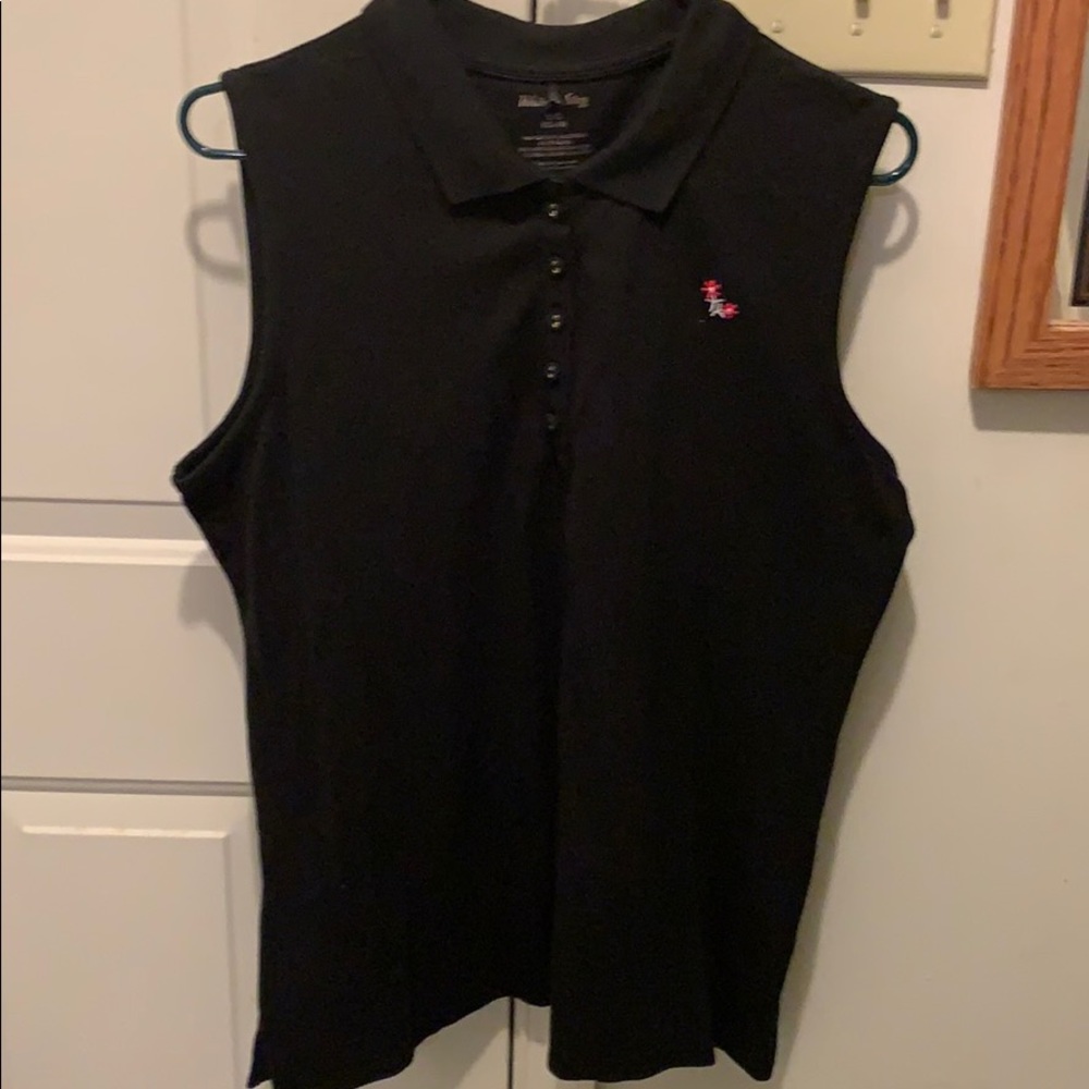 White Stag Black Sleeveless Polo Top Size L